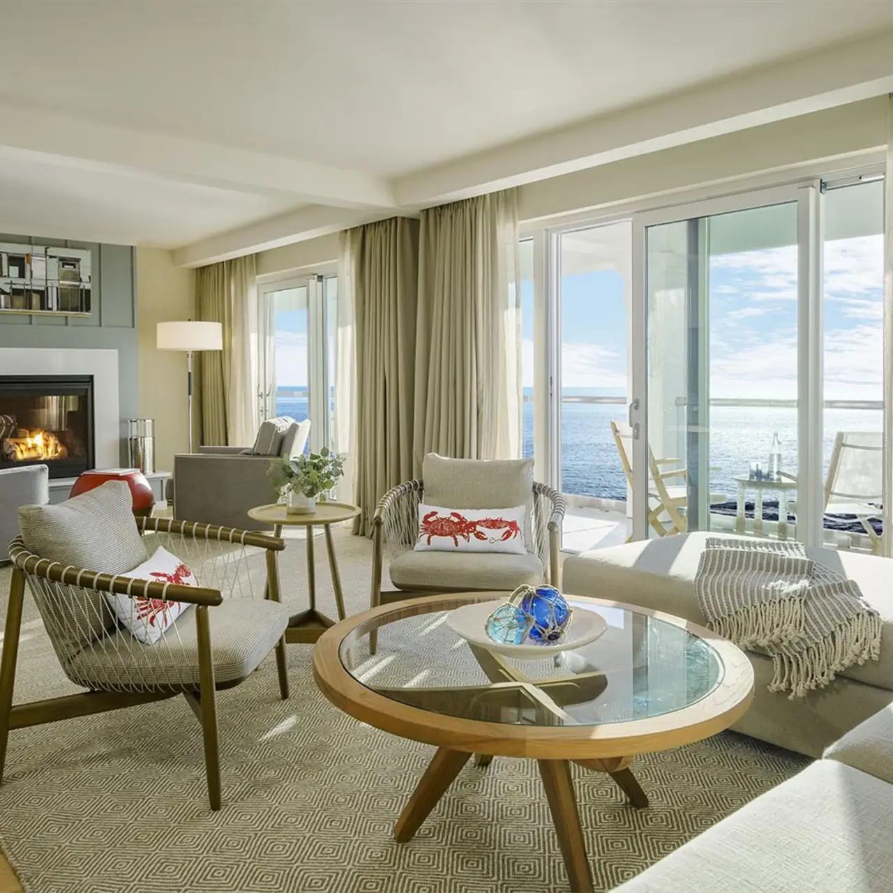 View of a hotel room overlooking the ocean at the Cliff House.